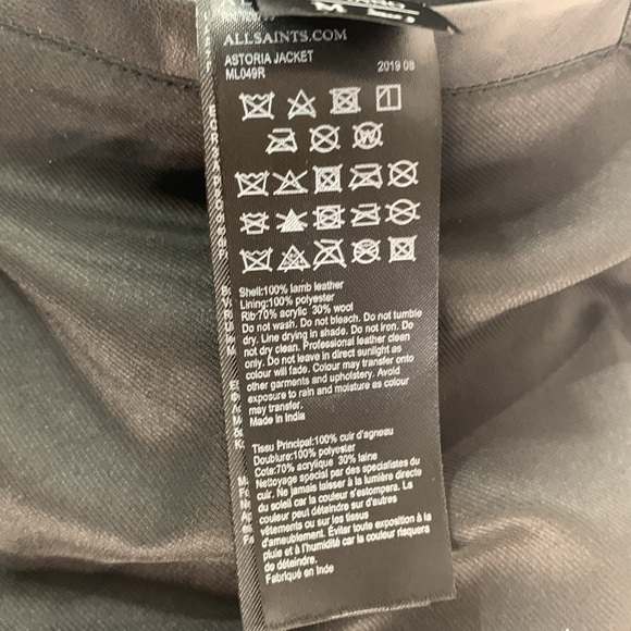 Men’s All Saints Astoria buttery soft lamb leather jacket size medium - Picture 9 of 16